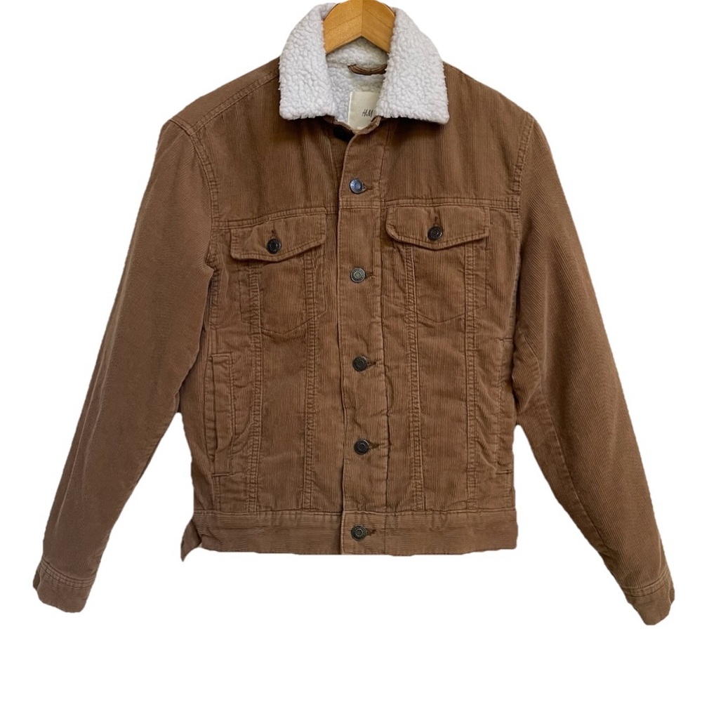 H&M Brown Corduroy Jacket with Sherpa Collar And Lining Women’s X-Small